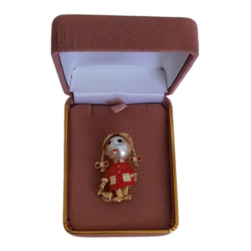 Red Doll Enamel Brooch