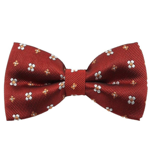 Red Bow Tie With Embroidered Flowers