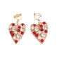 Red Heart Diamante Clip On Earrings