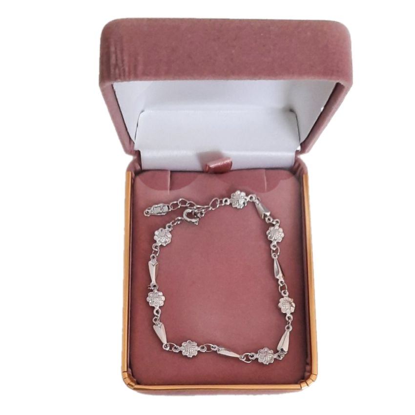 Rhodium Plated Silver Flower Bracelet(2)