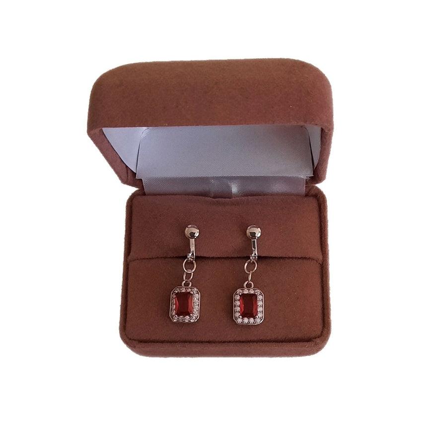 Rose Pink Diamante Clip On Earrings