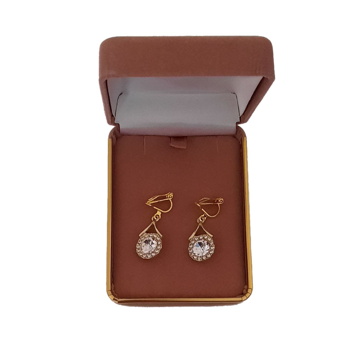 Round Drop Bling Gold Clip On Earrings(2)