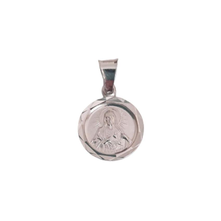 Round Jesus Christ Sterling Silver Medal Pendant