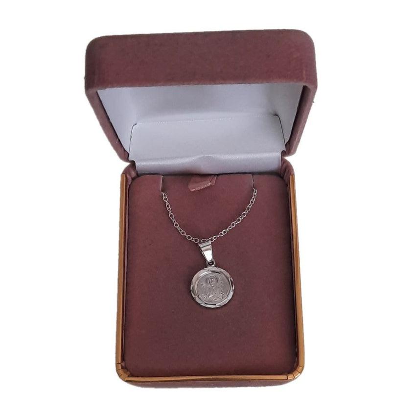 Round Jesus Christ Sterling Silver Medal Pendant