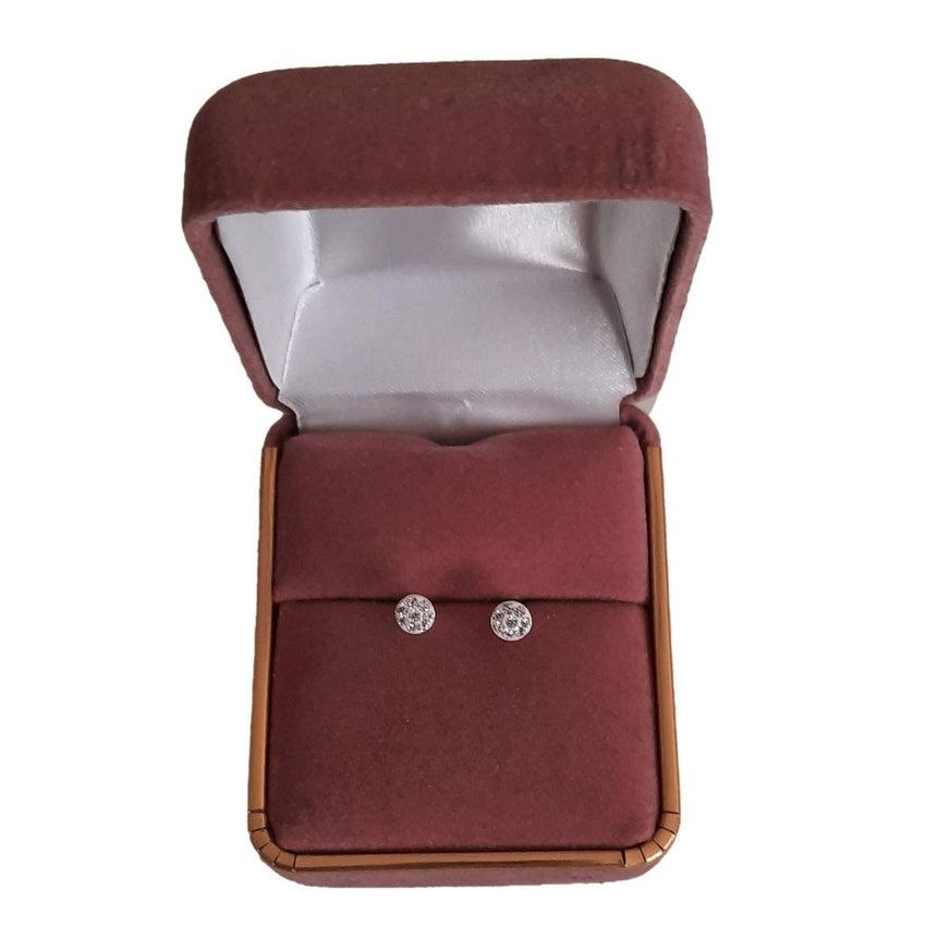 Round Crystal Stone Sterling Silver Earrings