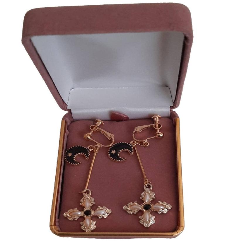 Screw Back Moon And Star Clip On Earrings