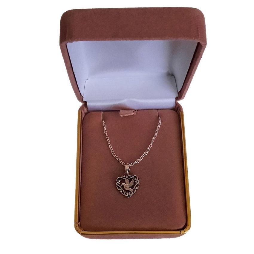 Scroll Surround Sterling Silver Dove Confirmation Necklace