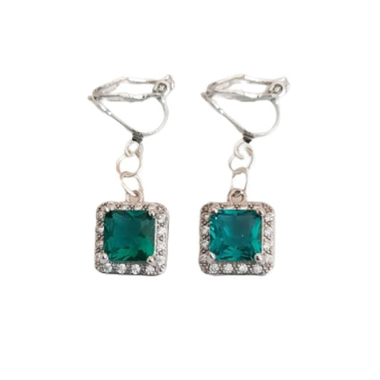 Sea Green Diamante Clip On Earrings