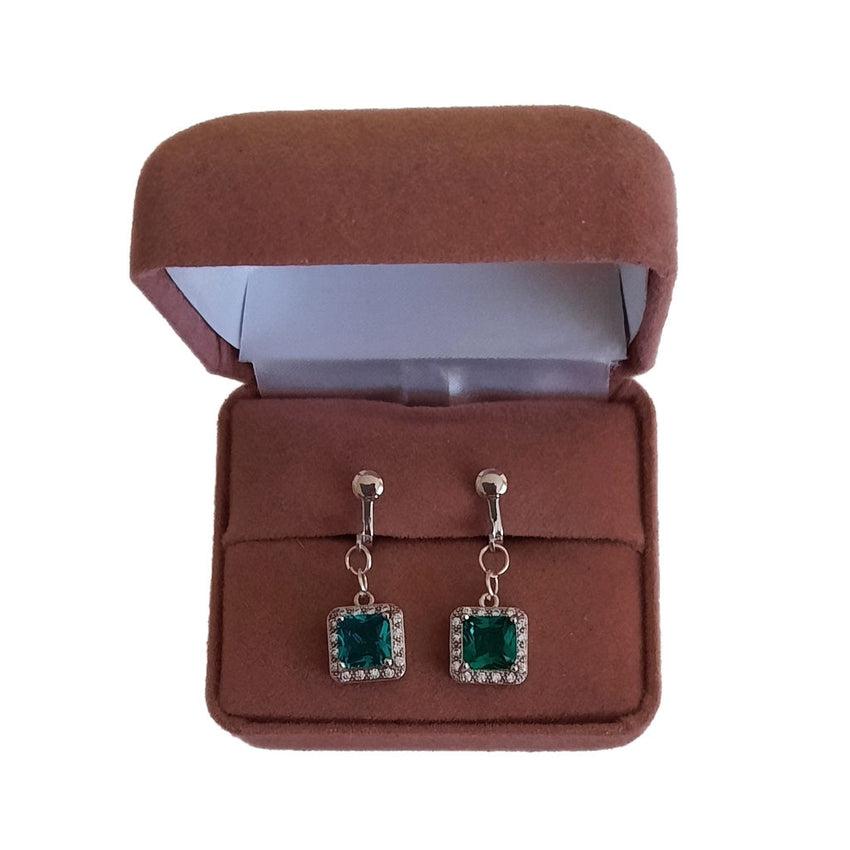 Sea Green Diamante Clip On Earrings