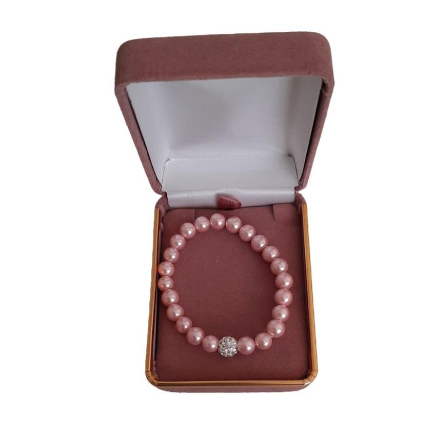 Shamballa Stone Pink Pearl Bead Child's Bracelet