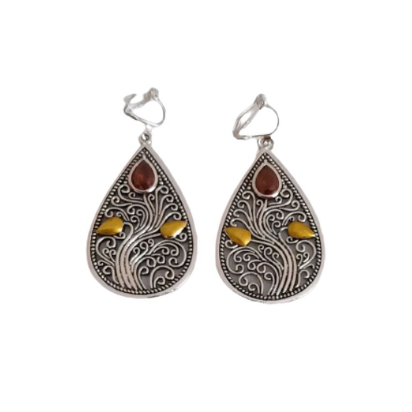 Silver Celtic Pattern Clip On Earrings