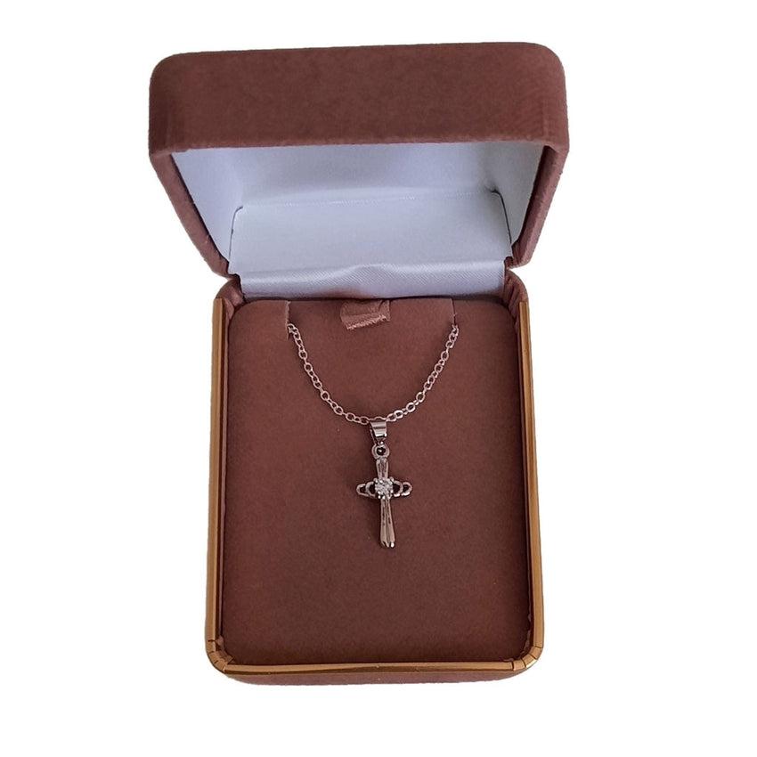 Silver Fashion Cross Pendant With A Centre Stone
