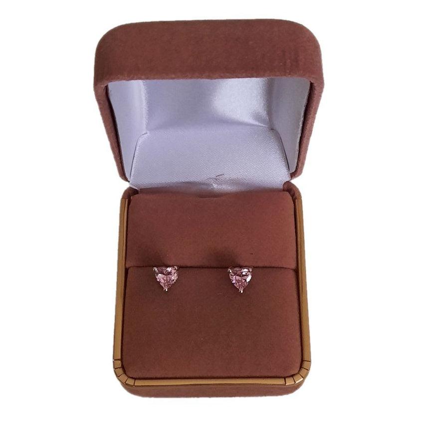 Silver Pink Cubic Zirconia Stud Earrings