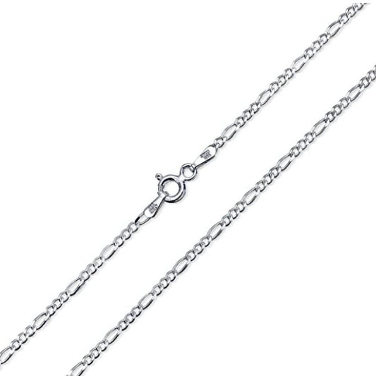 Silver Lightweight 24 Inch Figaro Necklace