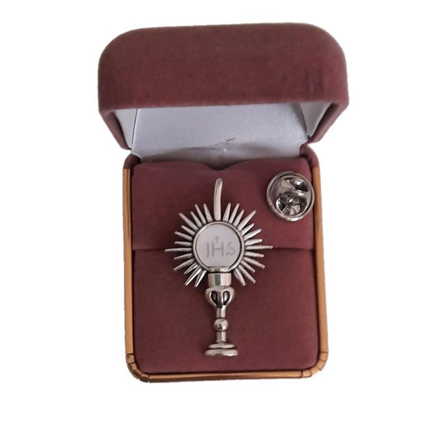 Silver Tone JHS Communion Lapel Pin