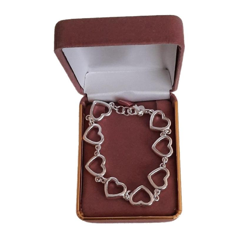 Silver Chunky Heart Links Bracelet With a Lobster Catch