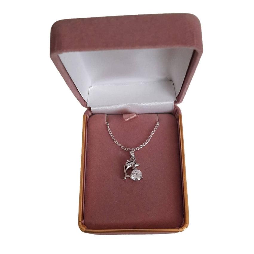 Silver Dolphin With a Cubic Zirconia Stone Body