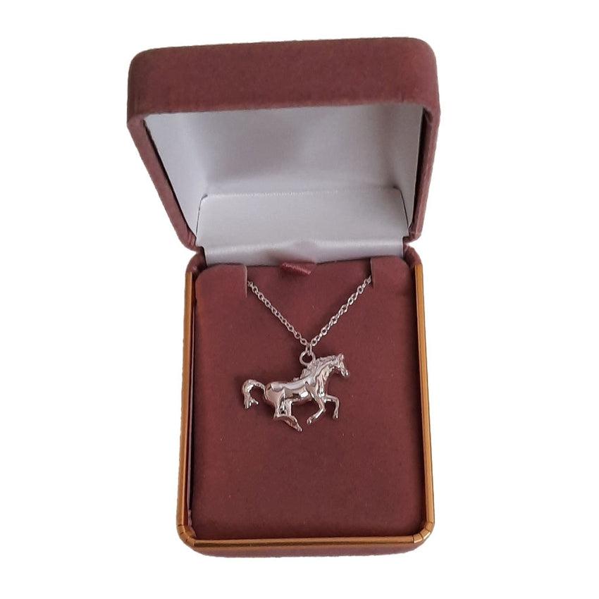 Silver Plated Trotting Horse Pendant