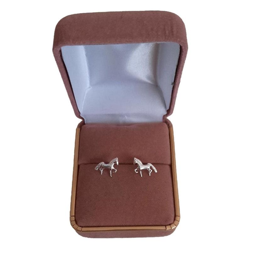 Silver Trotting Horse Earrings