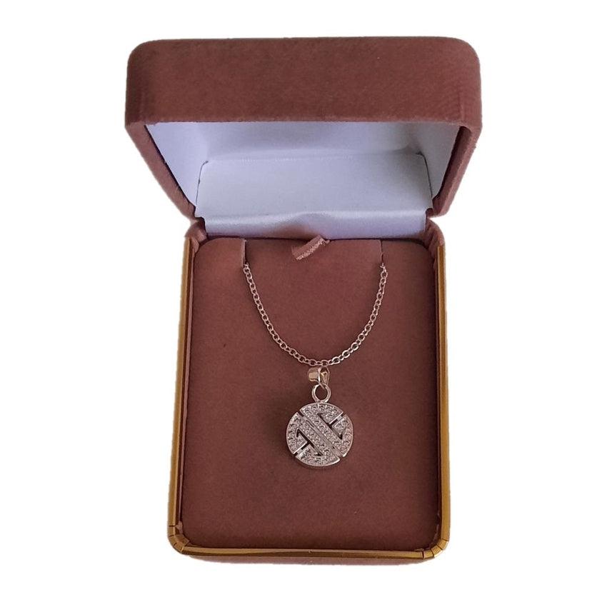 Small Cubic Zirconia Pave Disc Pendant