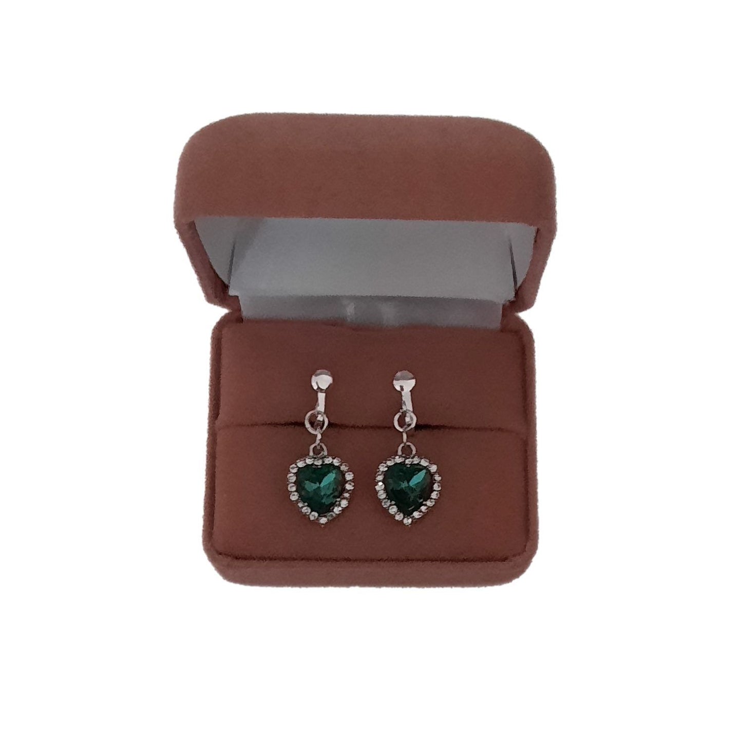 Small Green Heart Clip On Earrings(2)