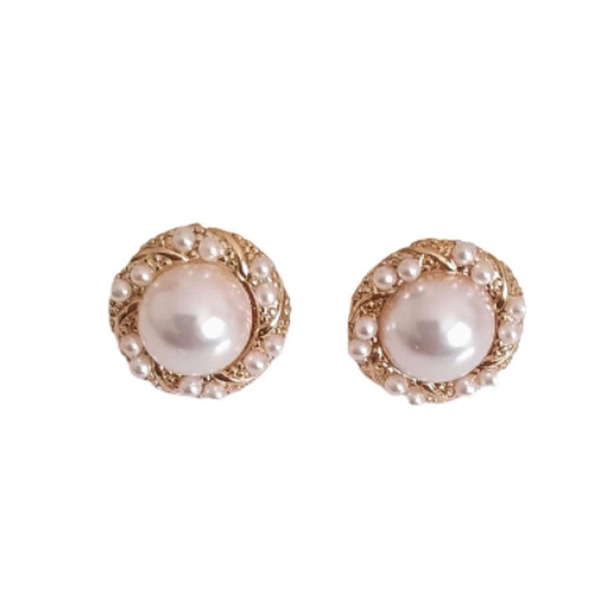 Small Pearl Round Clip On Earrings