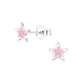Small Pink Star Sterling Silver Earrings