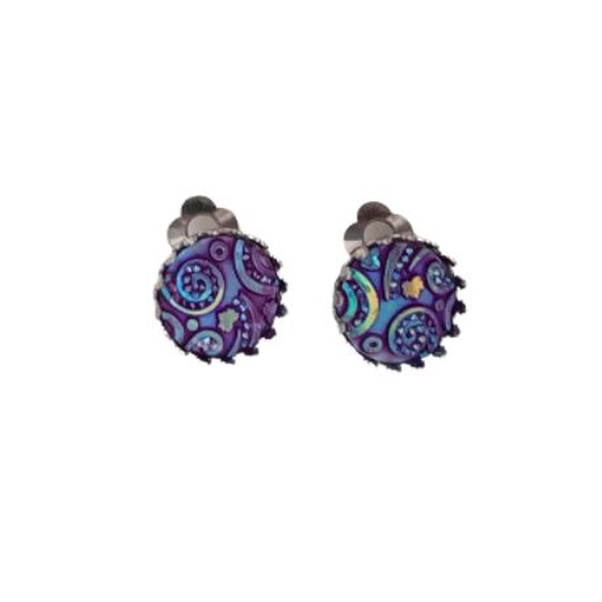 Small Purple Sparkle Clip On Earrings