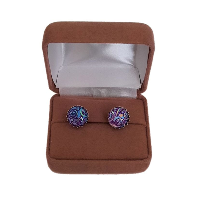 Small Purple Sparkle Clip On Earrings(2)