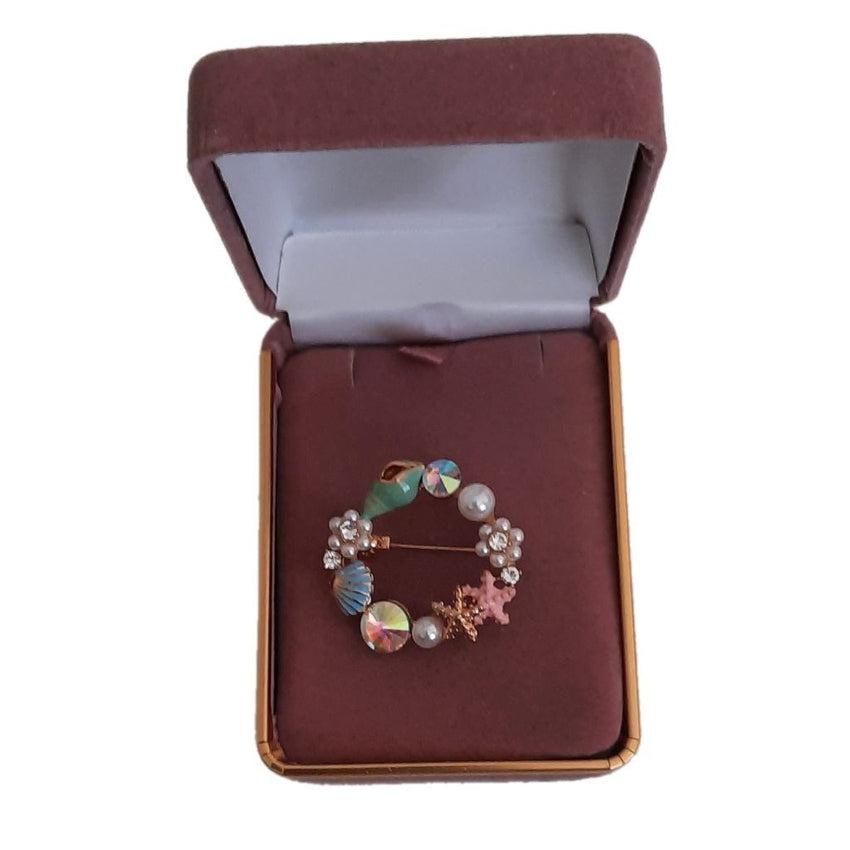 Small Sea Inspired Crystal Brooch