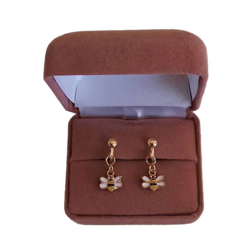 Small Bee Clip On Earrings