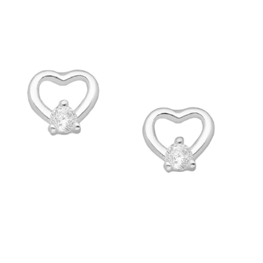 Small CZ Sterling Silver Heart Earrings