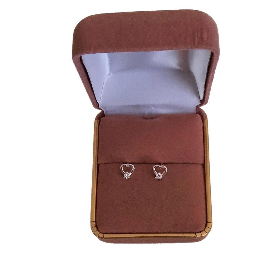Small CZ Sterling Silver Heart Earrings