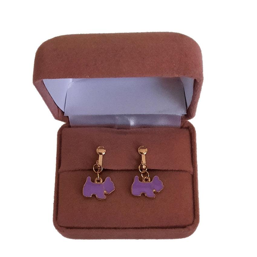 Small Dog Clip On Earrings