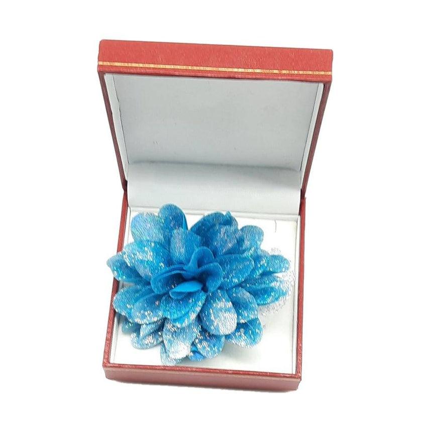 Sparkly Blue Flower Wrist Corsage