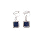 Square Blue Diamante Clip On Earrings