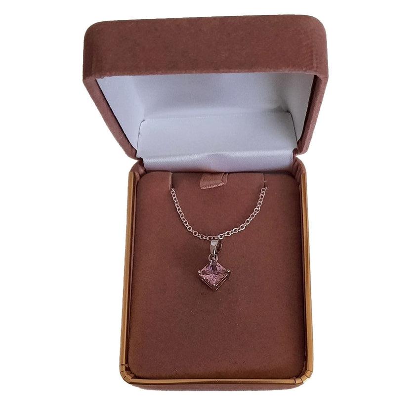 Square Diamond Shape Pink Stone Pendant