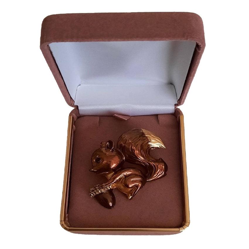 Squirrel With A Nut Brooch