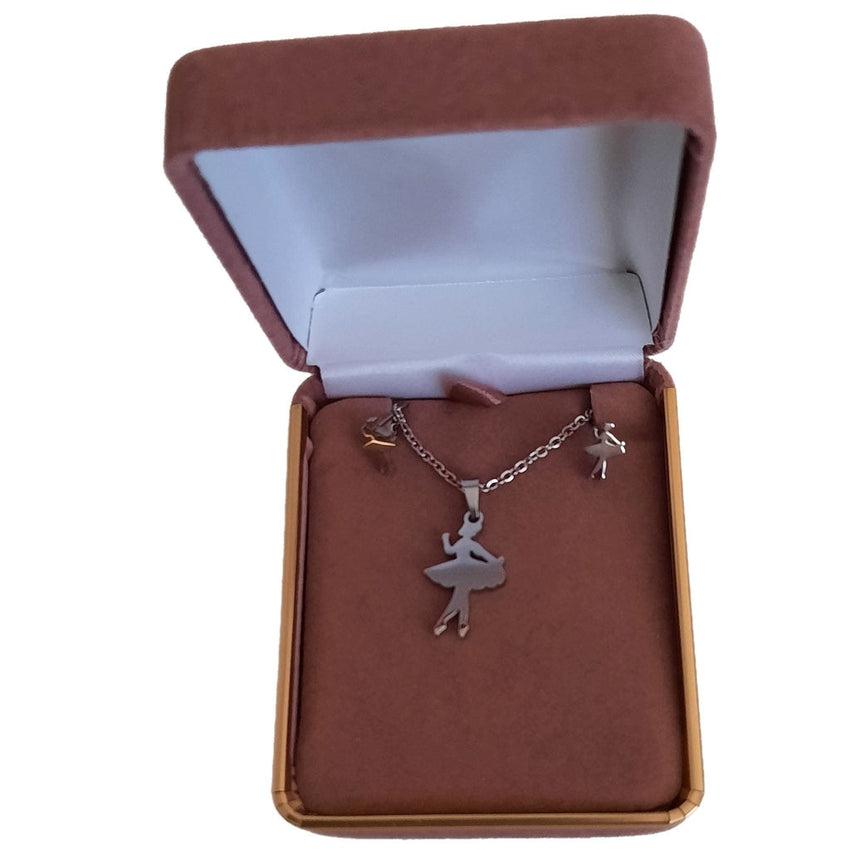 Stainless Steel Dancer Earrings And Necklace Set