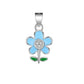 Sterling Silver Blue With CZ Centre Flower Pendant