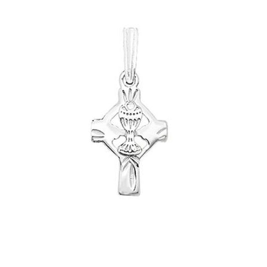 Sterling Silver Cross With Host Medal Pendant