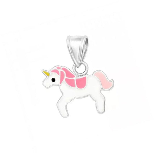 Sterling Silver Kids Enamel Unicorn Necklace