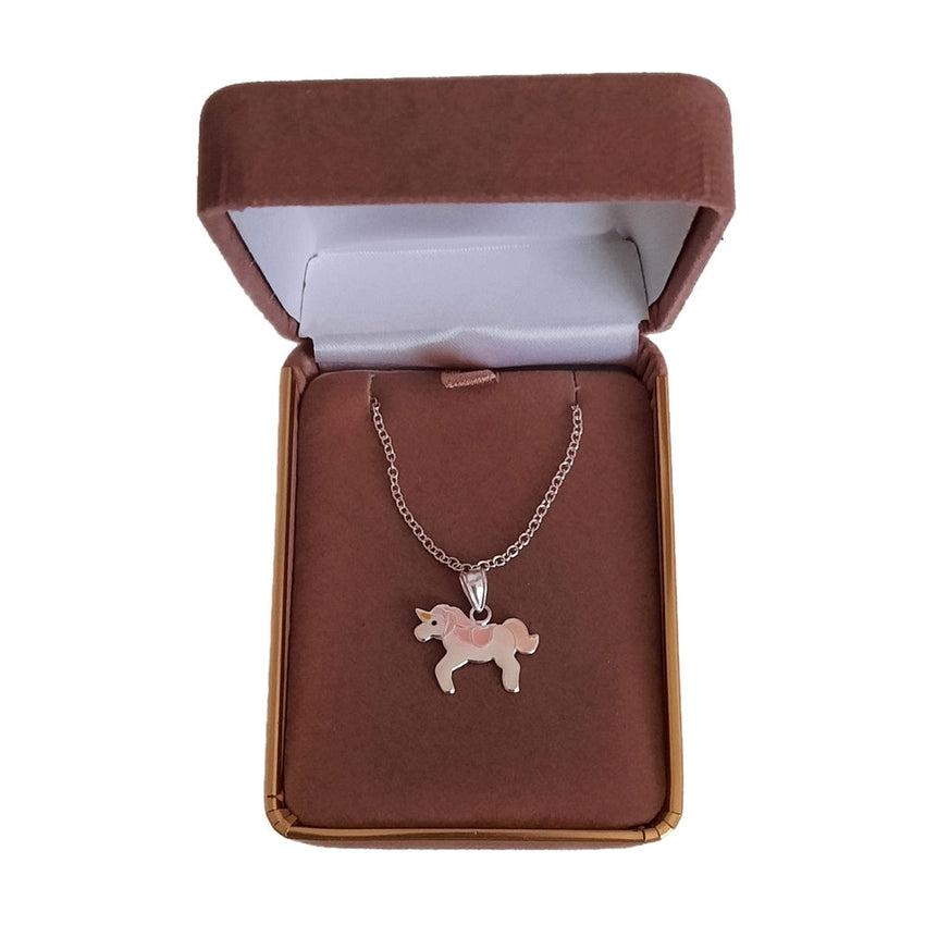 Sterling Silver Kids Enamel Unicorn Necklace