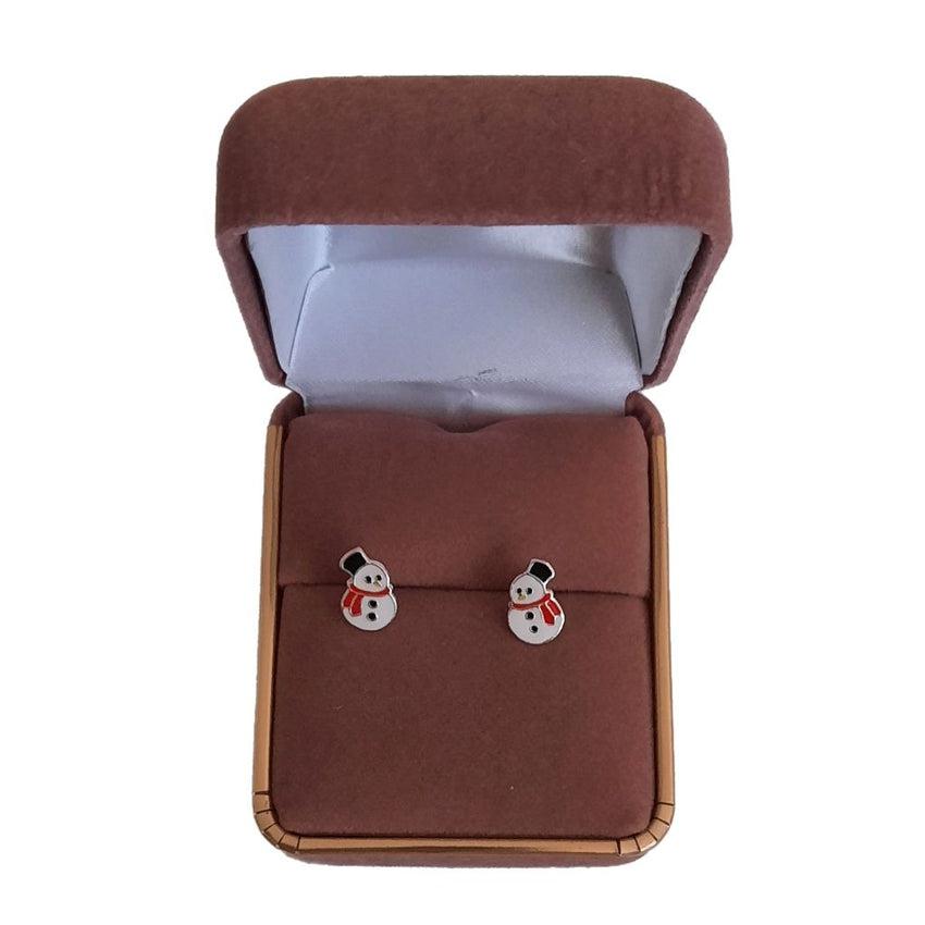 Sterling Silver Kids Snowman Earrings
