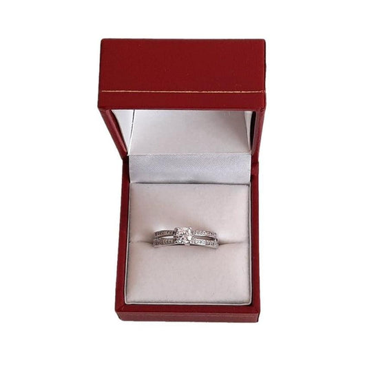 Sterling Silver Open Cut Centre Band Ring with a Cubic Zirconia Centre Stone
