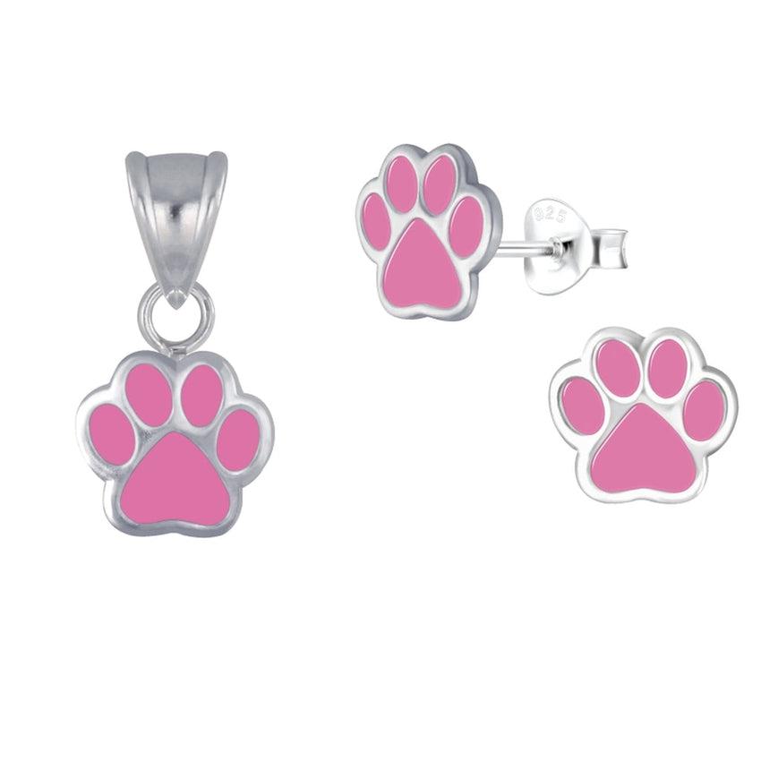 Sterling Silver Paw Childs Matching Jewellery Set