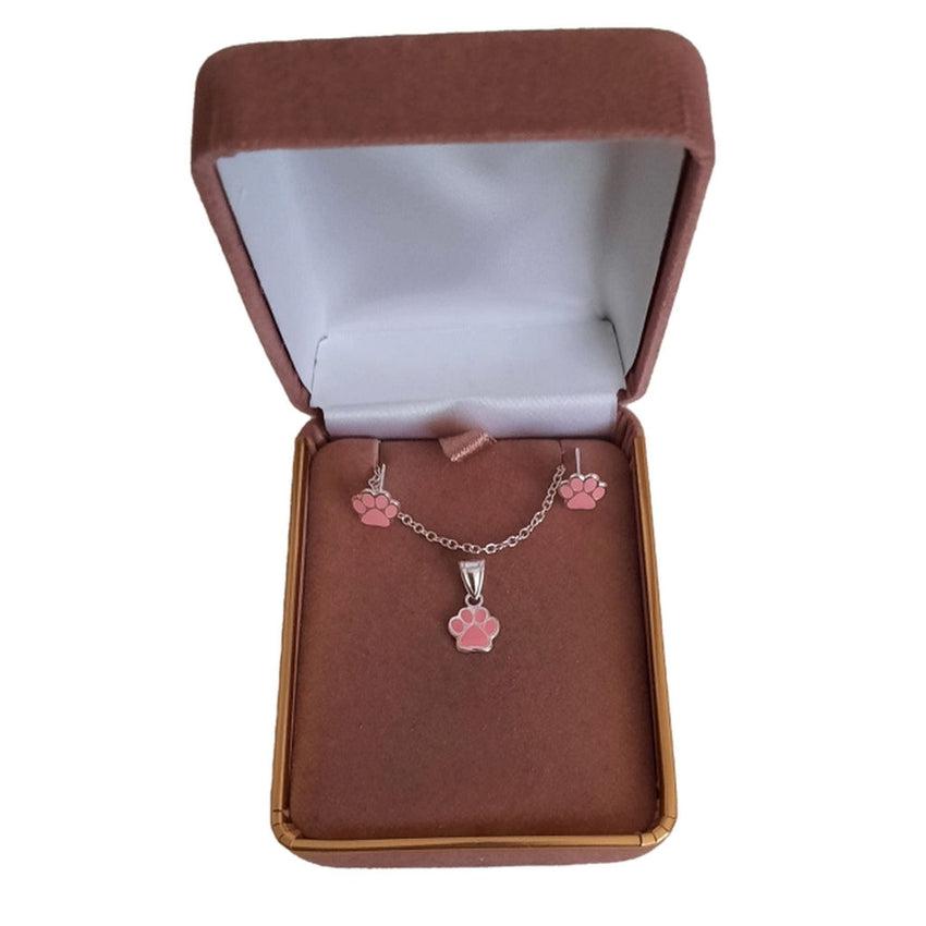 Sterling Silver Paw Childs Matching Jewellery Set