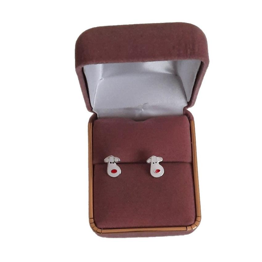 Sterling Silver Puppy Face Stud Earrings