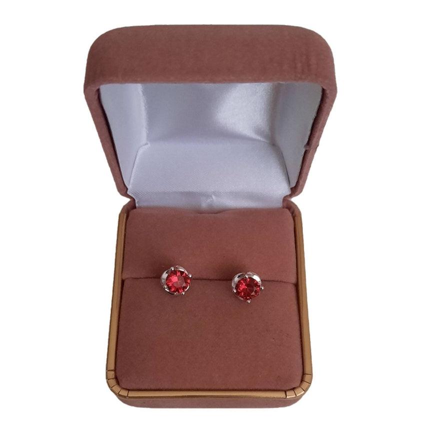 Sterling Silver Red Centre Stud Earrings
