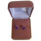Sterling Silver Round 8mm Cubic Zirconia Earrings Purple